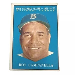 1961 TOPPS MVP DODGERS ROY CAMPANELLA BASEBALL CARD, EXCELLENT CONDITION